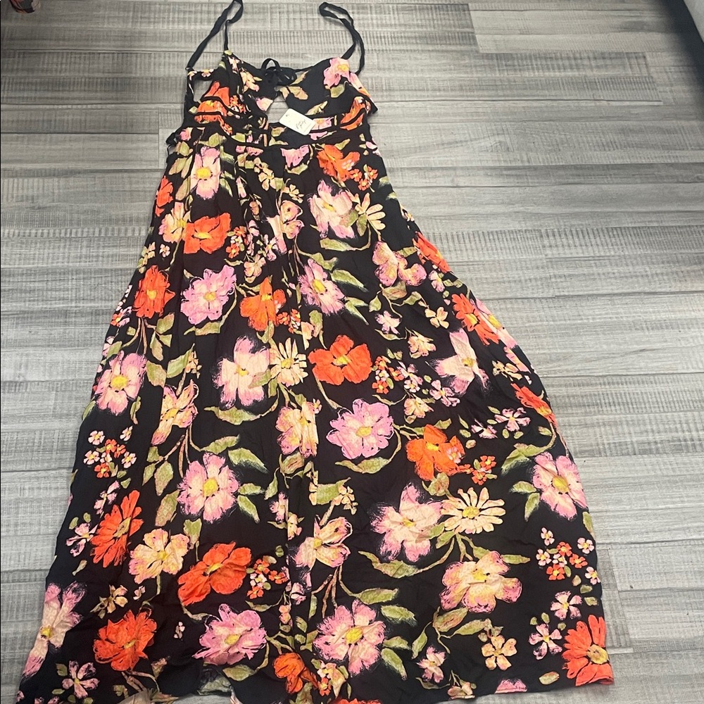 Free People Floral Maxi Dress - Black, Pink, Orange - Picture 6 of 10